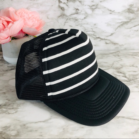 black and white striped hat